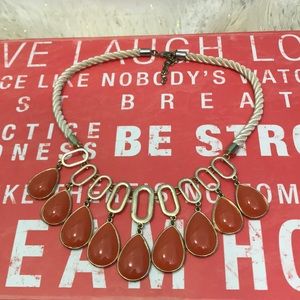 Orange gold and rope necklace